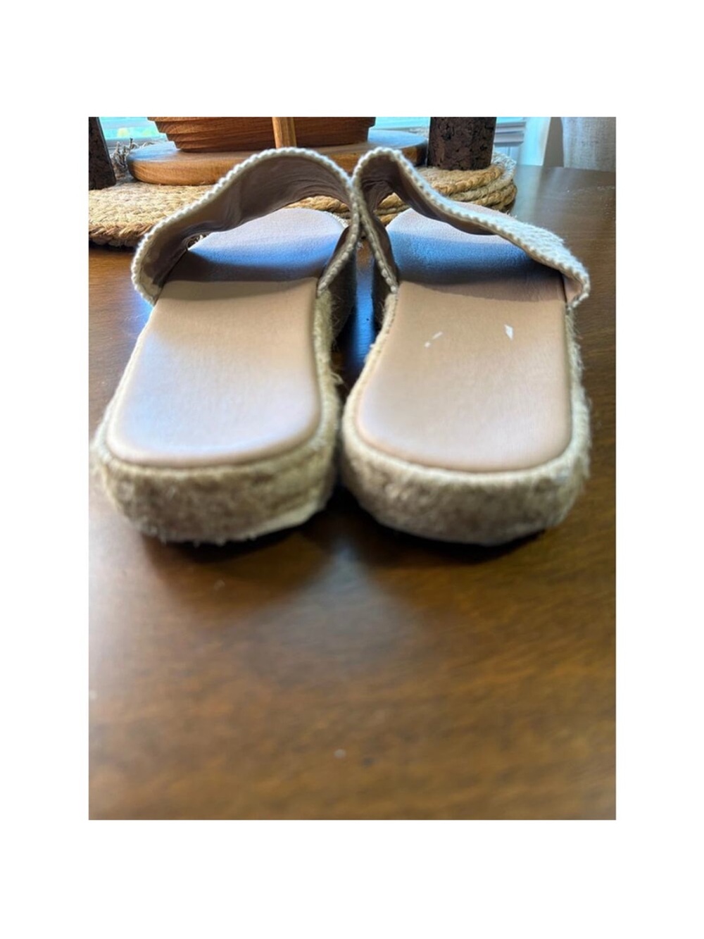 Woven Neutral Slide Mules in Beige Size 9.5 - Picture 4 of 10